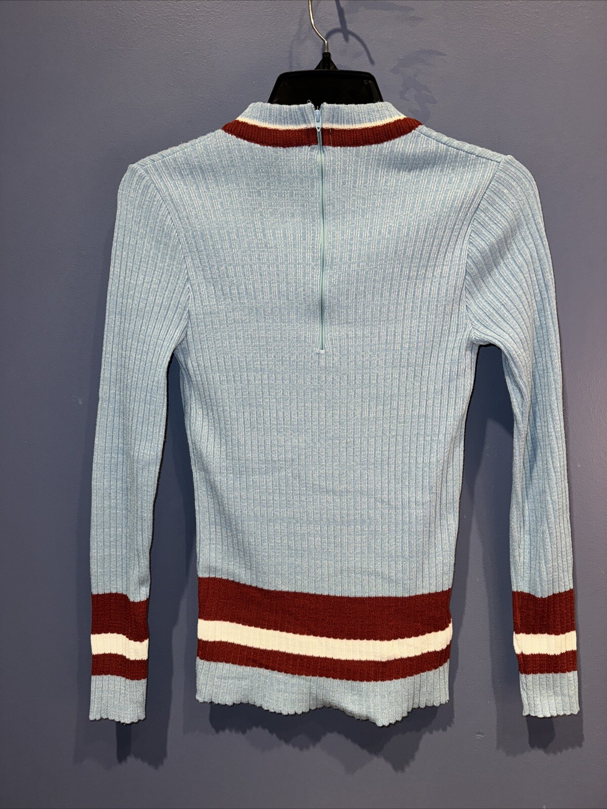 Jr 10 Vintage Sweater, 1960’s, Skater Stripe, The Kollection, Blue Brown, Talon