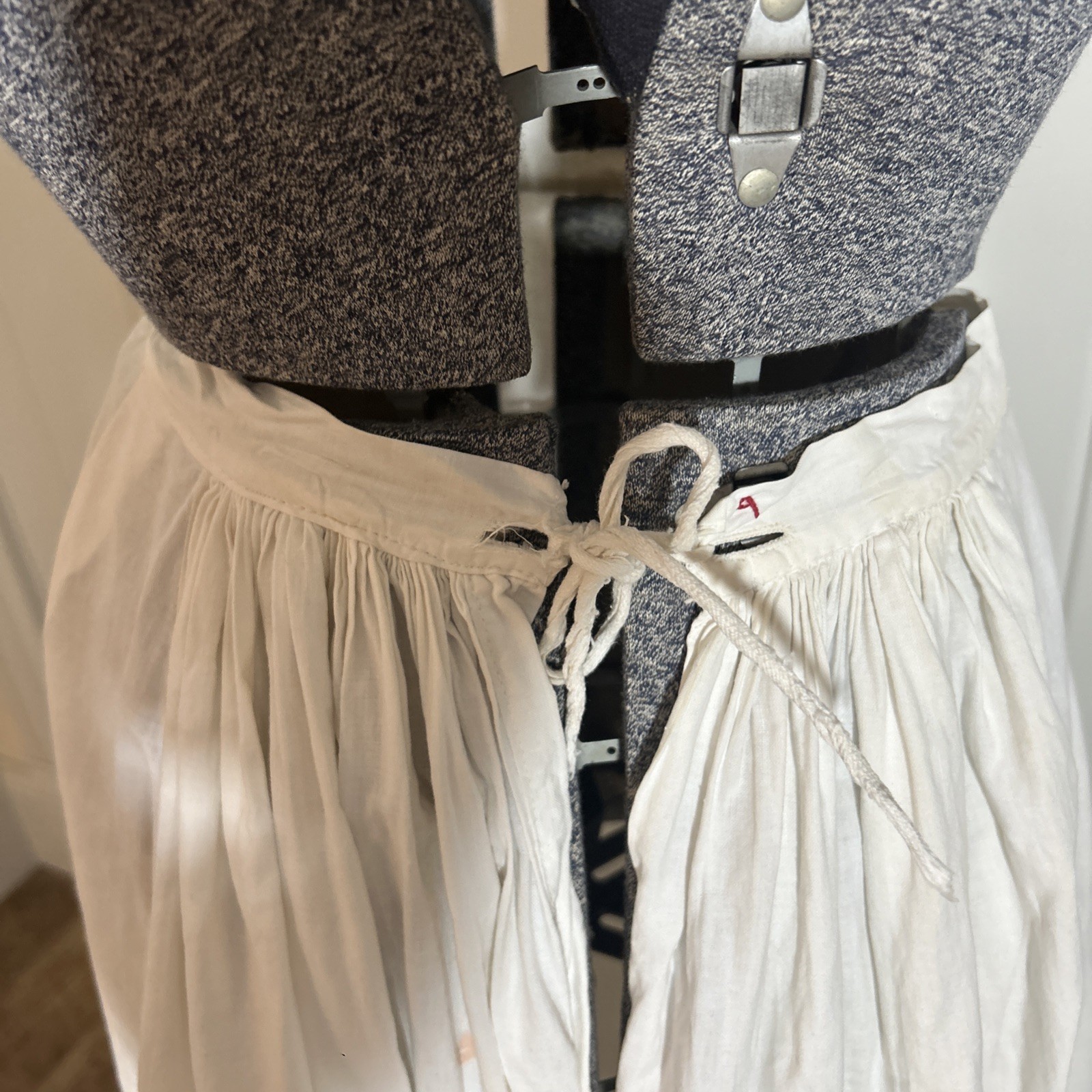 Antique Off White Cotton And Lace Heavyweight Petticoat Skirt