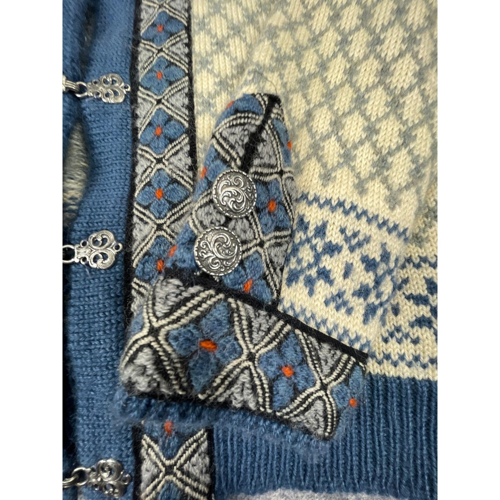 Vtg Dale of Norway Women XL Cardigan 90 Nordic Fair Isle Ornate Wool Grandmacore