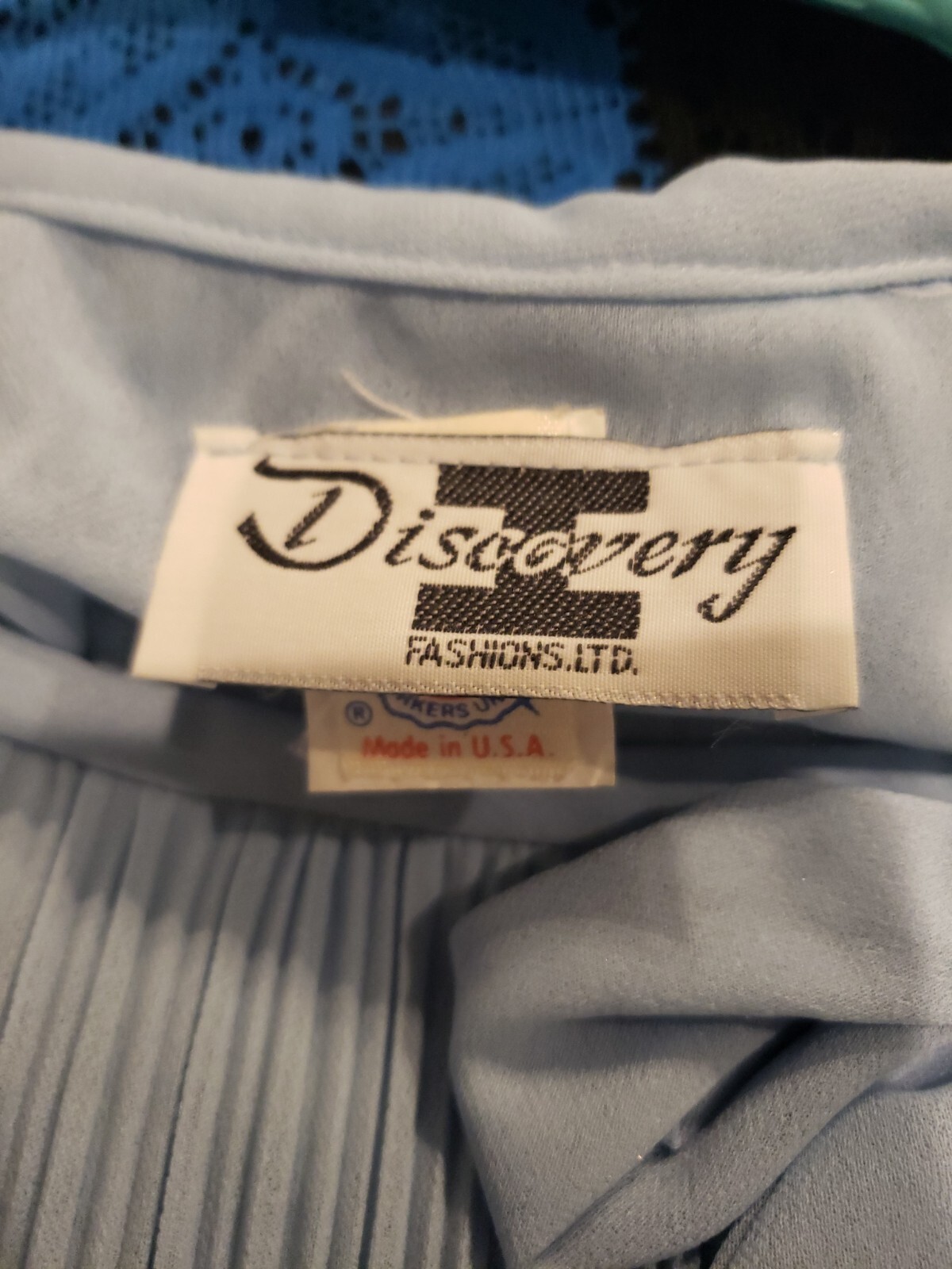 Discovery Fashions Ltd Size 10 Dress Lt Blue Long Sleeve Pleated Ruffle Sheer