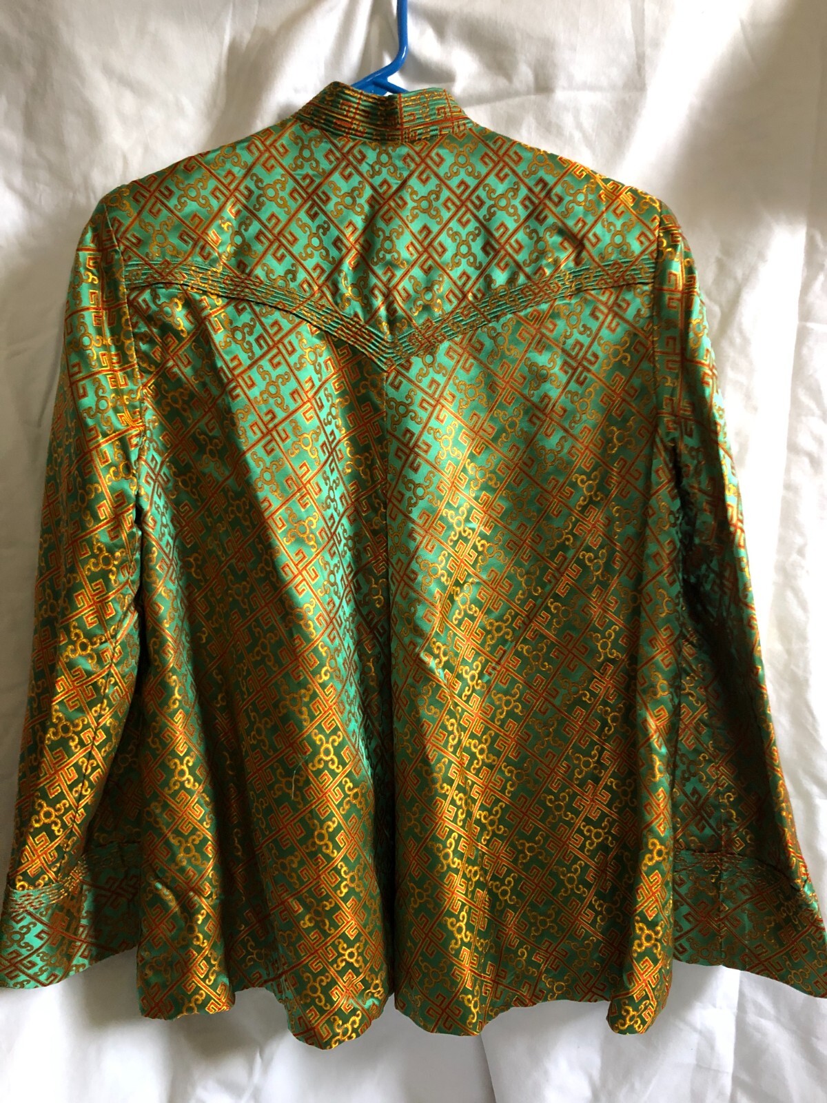 Vintage Silk Brocade Hong Kong Swing Lounge Jacket brilliant colors tag sz 38