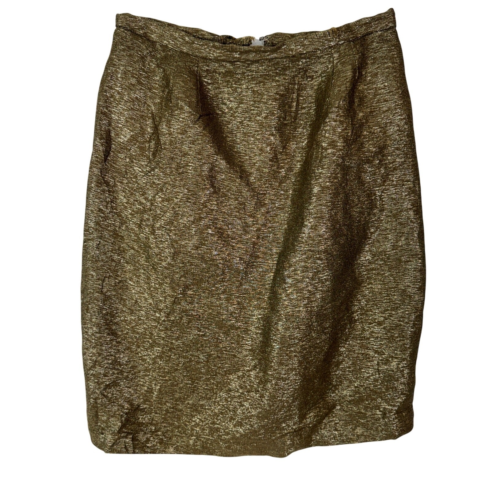 Vintage 60s Gold Metallic Skirt Lurex Pencil Party Costume 28W Medium As-Is
