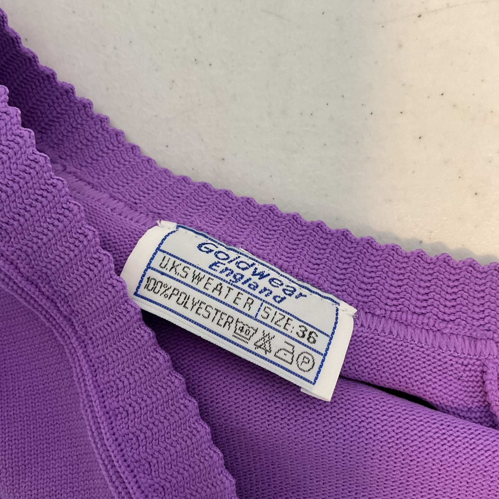 Vintage 1960s Knit Lilac Purple Embroidered Cardigan Sweater Grandma UK-36 US-M