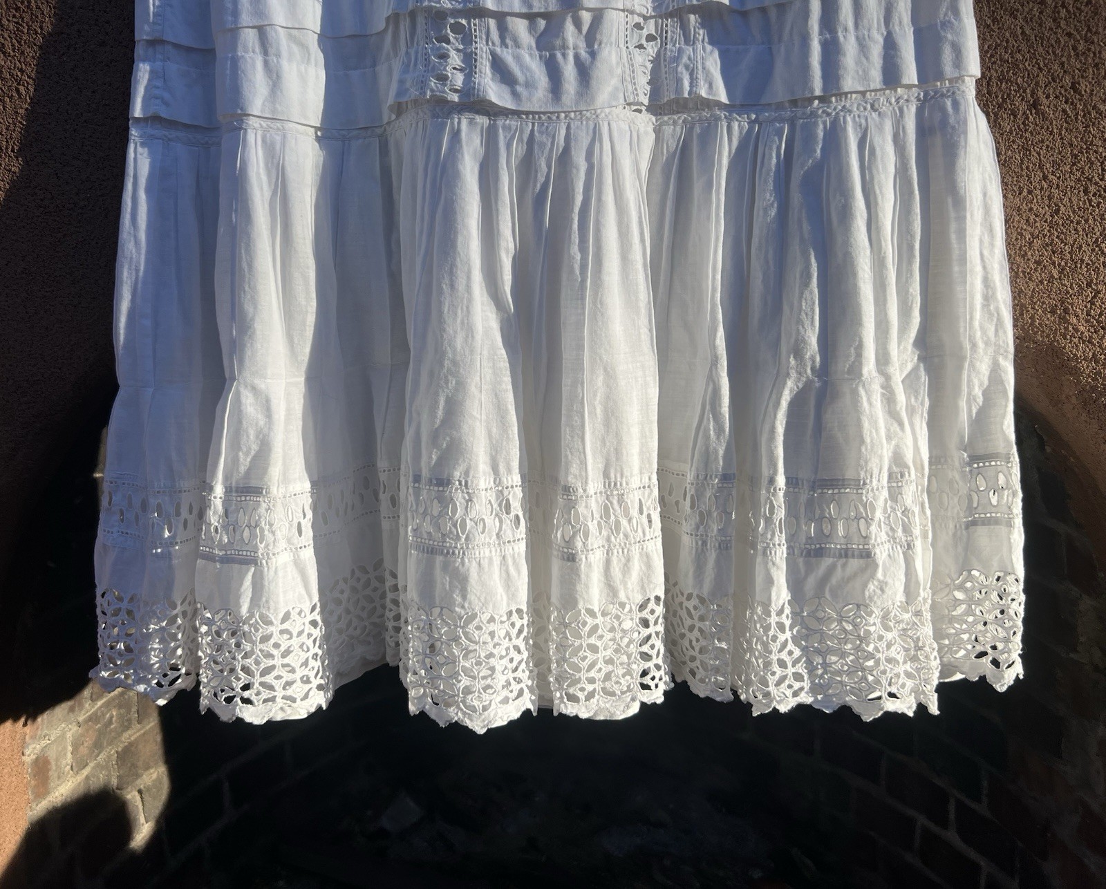 Antique Edwardian White Cotton Princess Slip