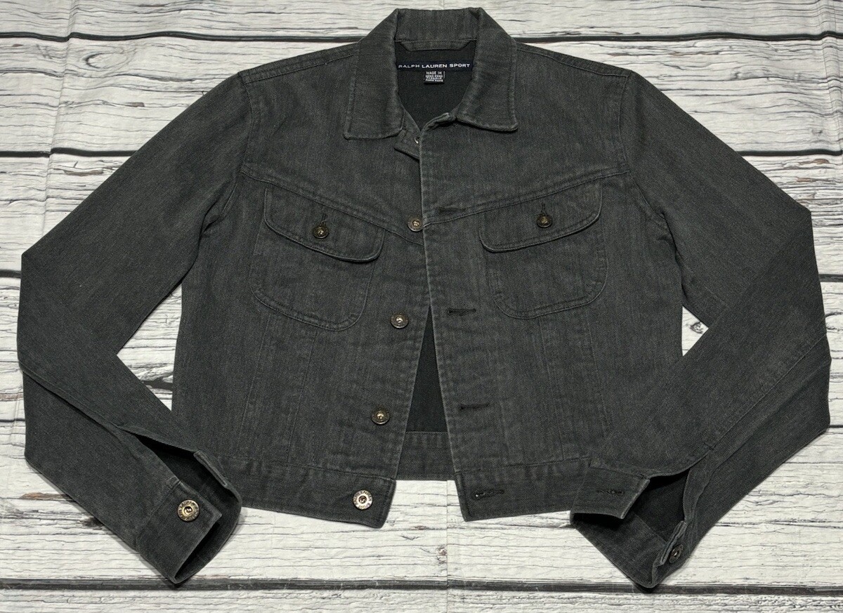 Vintage Ralph Lauren Sport Dark Gray Jean Jacket Women’s Size 2