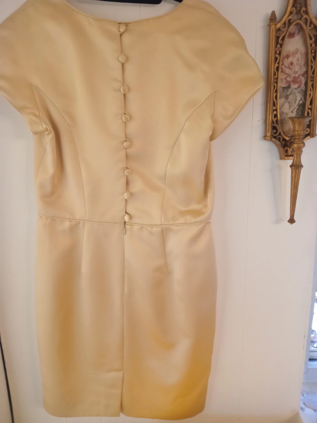 Fancy Vintage Champion Gold 80s Dress Cottagecore Bow Shoulder Padding