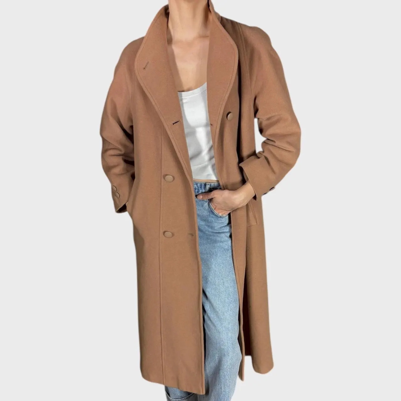 Vintage Cream Beige Wool Coat size US6/8; EU38/40