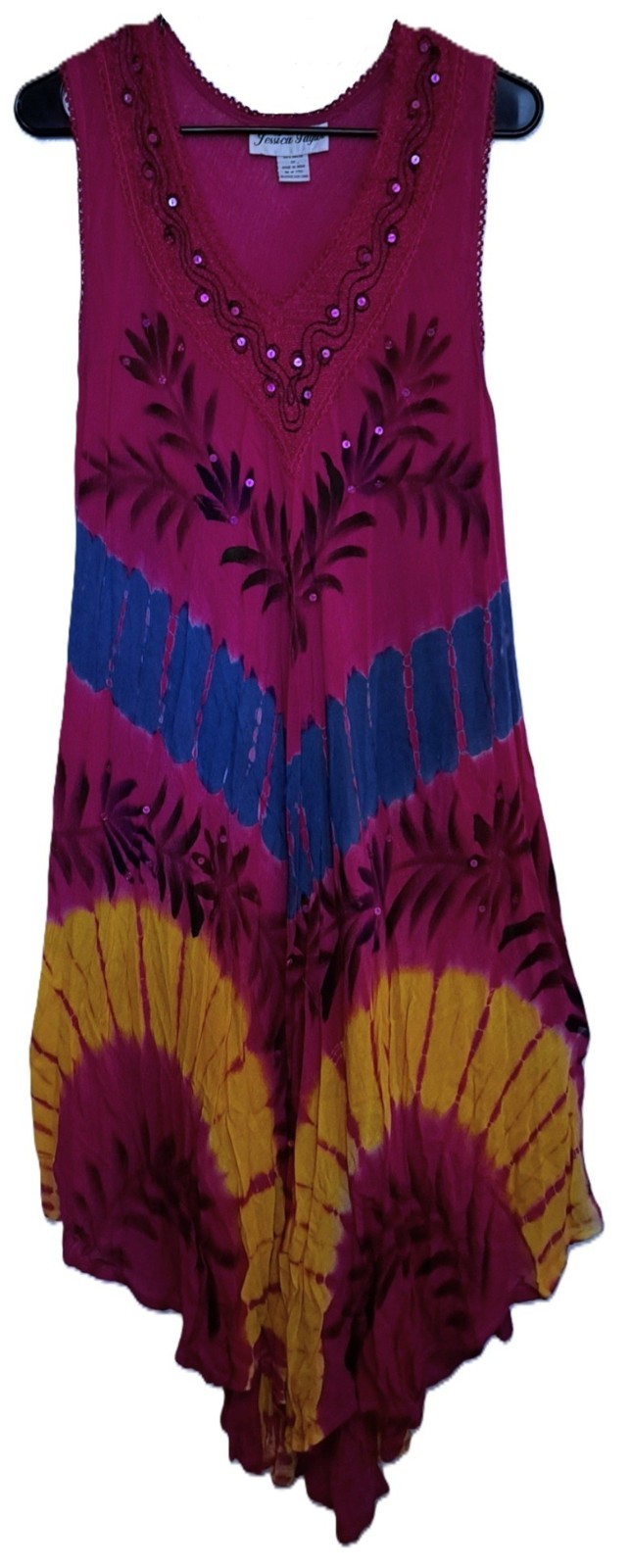Fuchsia Gauze Boho Hippie Festival Sun Dress 12/14