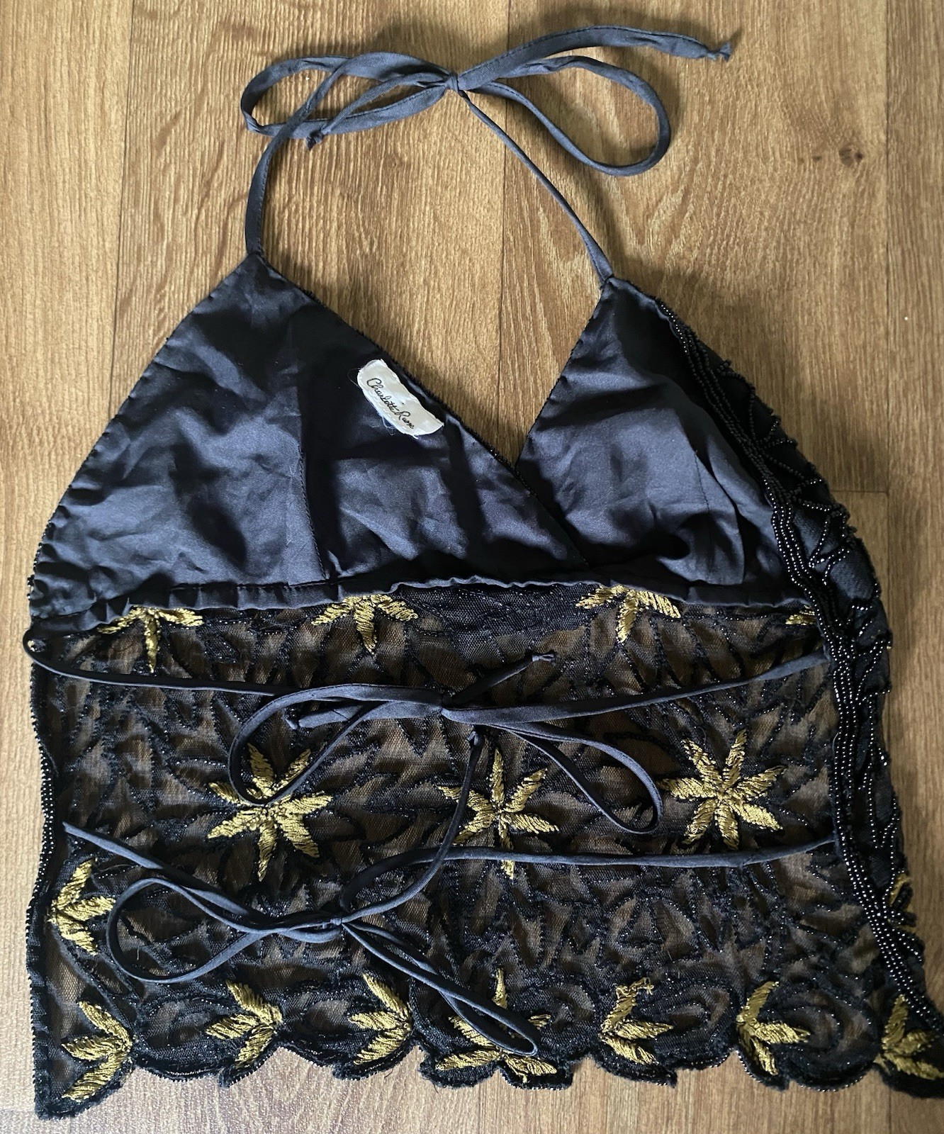 Vintage Charlotte Russe Y2K Backless Beaded Halter Top Fairycore Festivals
