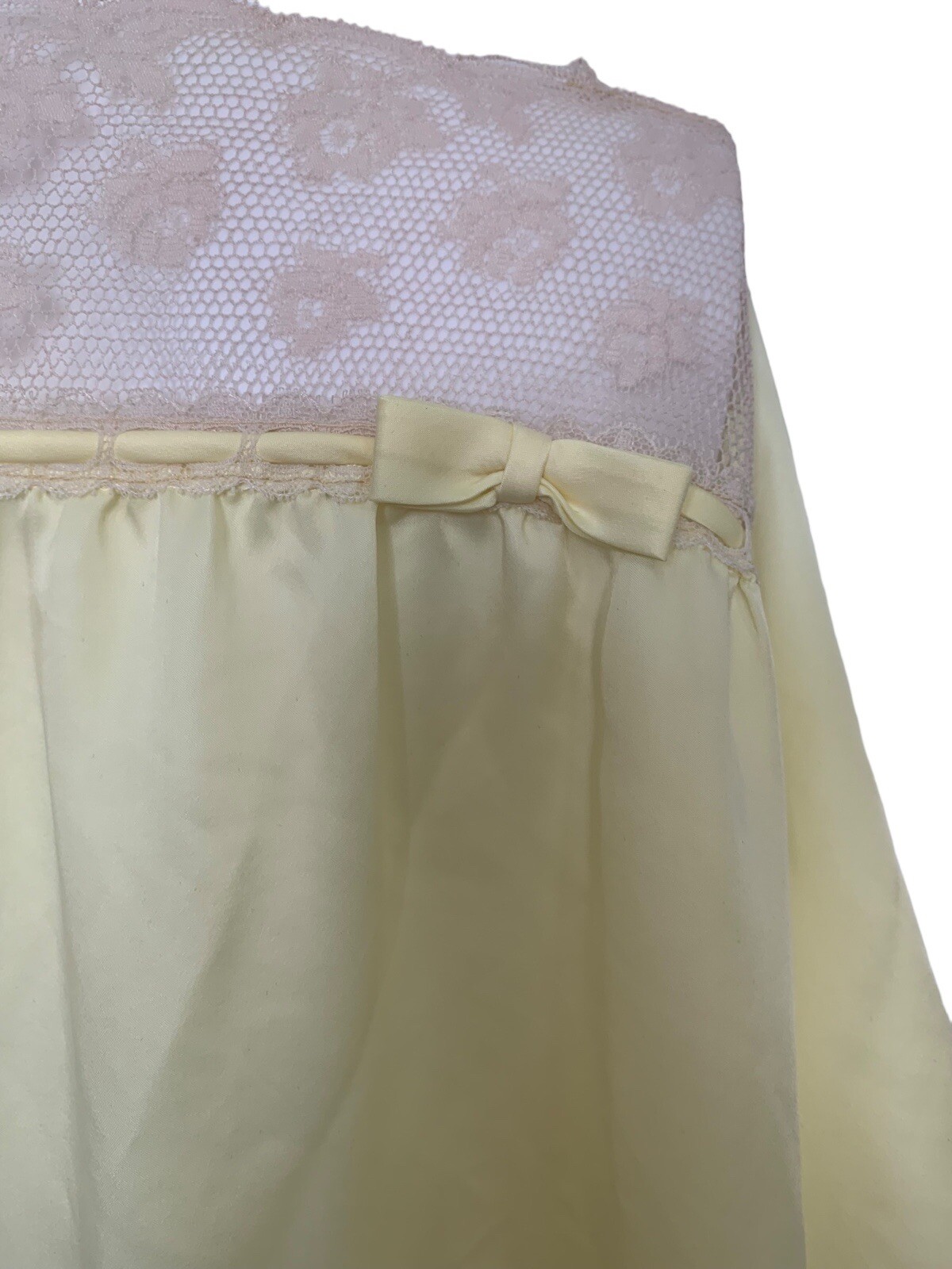 Vintage Corhan Noumair Small Yellow nightgown Nylon Lace Negligee Cottage Core