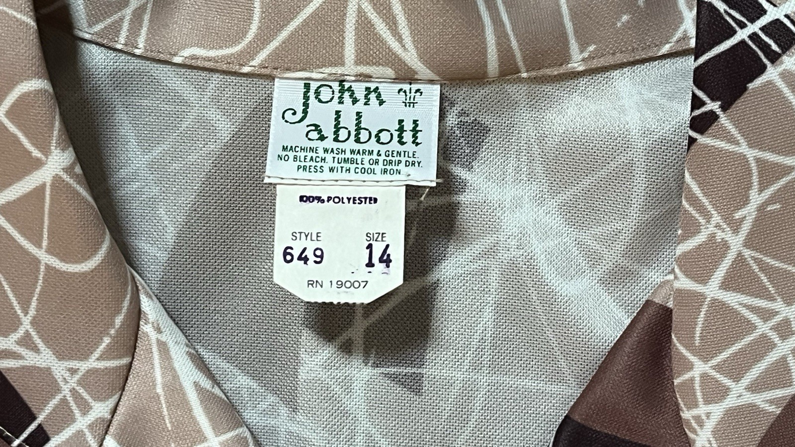 VTG John Abbott 60-70s Blouse Short Sleeve-Button Shirt RETRO-Abstract-14 L-XL