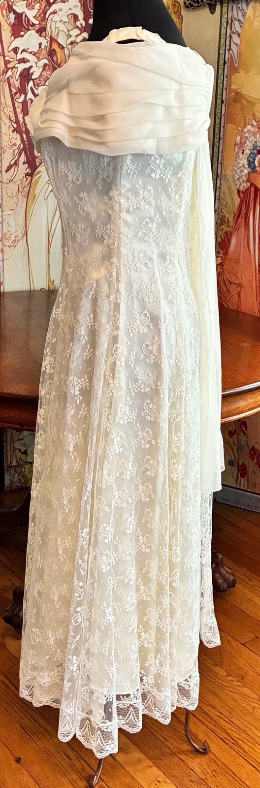 Vintage Scott McClintock Formal Wedding Dress Off Shoulder Lace Sz 12