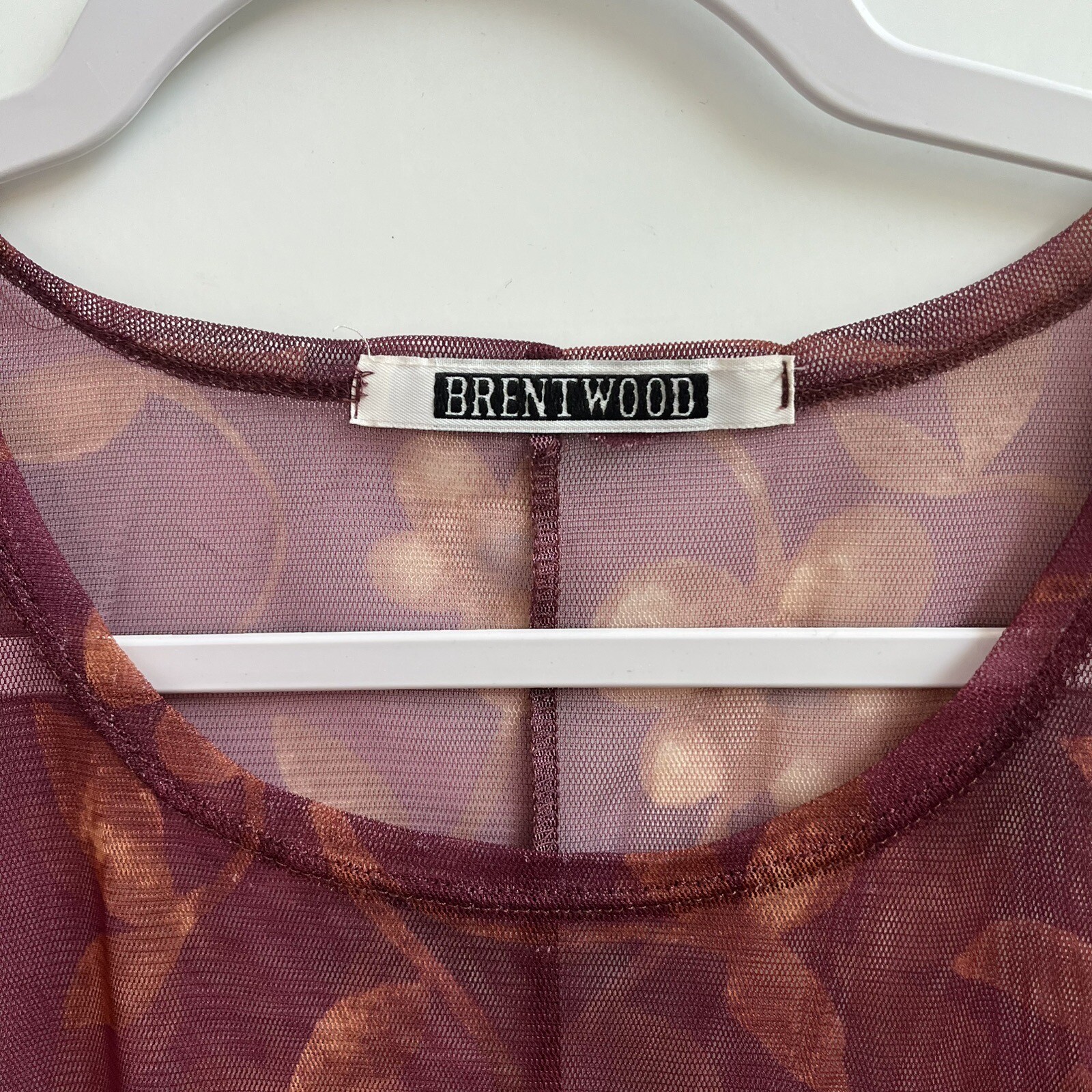 Brentwood Sheer Net Vintage 90s Floral Dress Roses Retro Mini