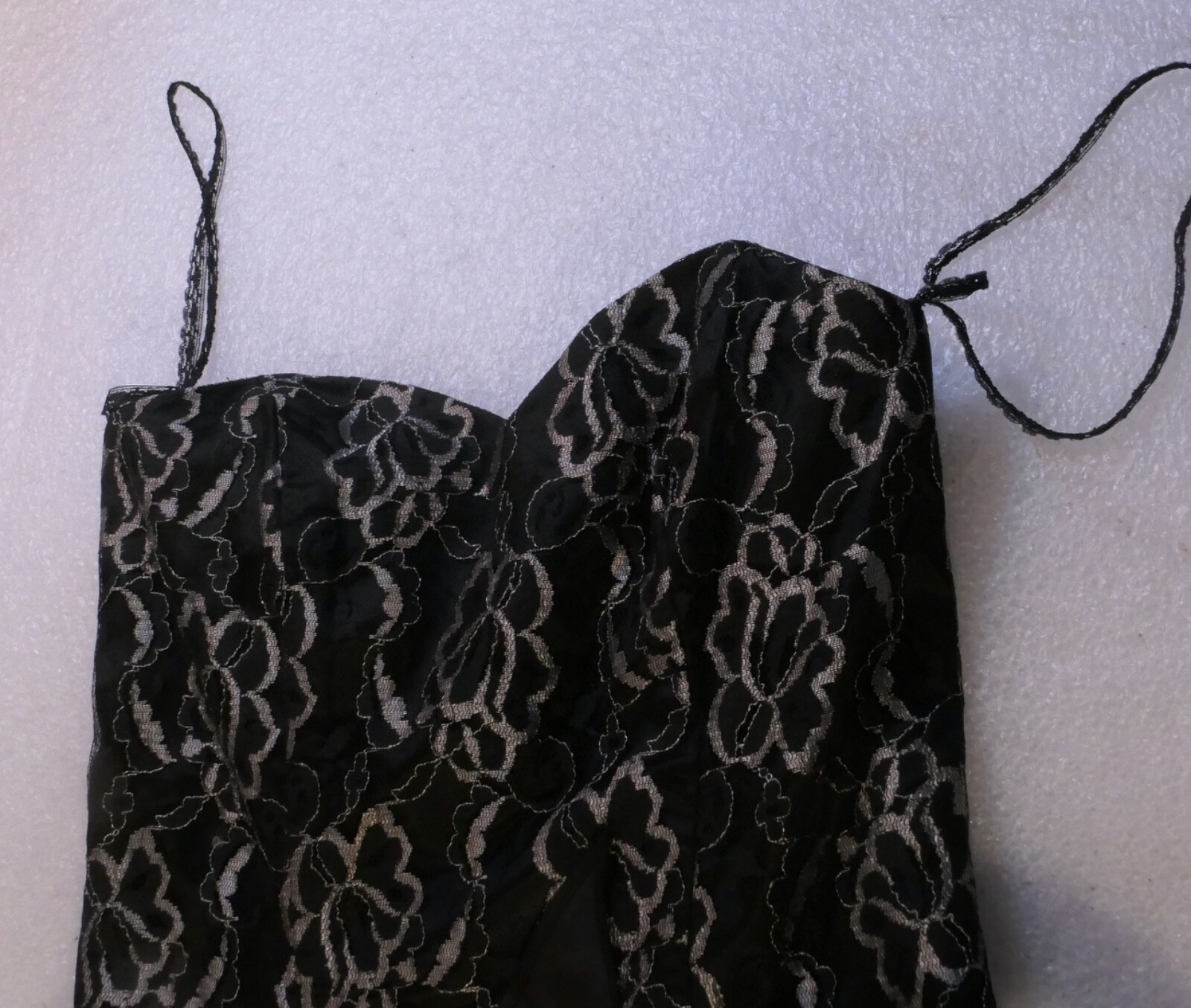 VINTAGE WOMANS 1950’S ROCK N ROLL PUNK CHIFFON DRESS BLACK FLORAL SIZE ?