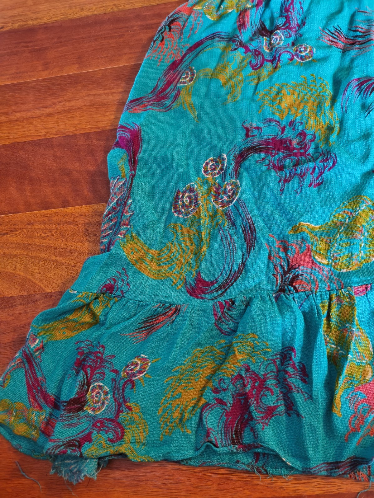 Vintage Jackie O Bright Beachy Teal Dress 1970s Size 13