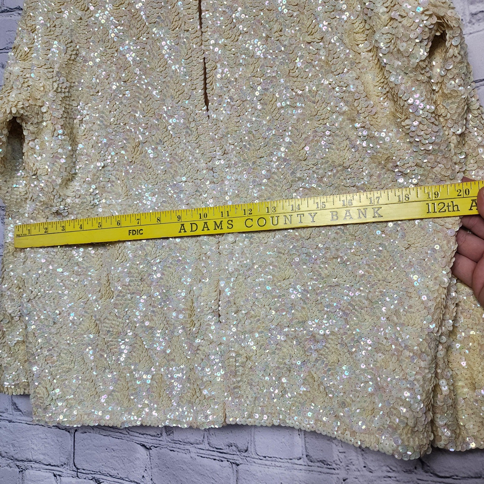 Vintage 60s Iridescent Gold Beige Sequin Jacket Bridal Formal Large Size 40