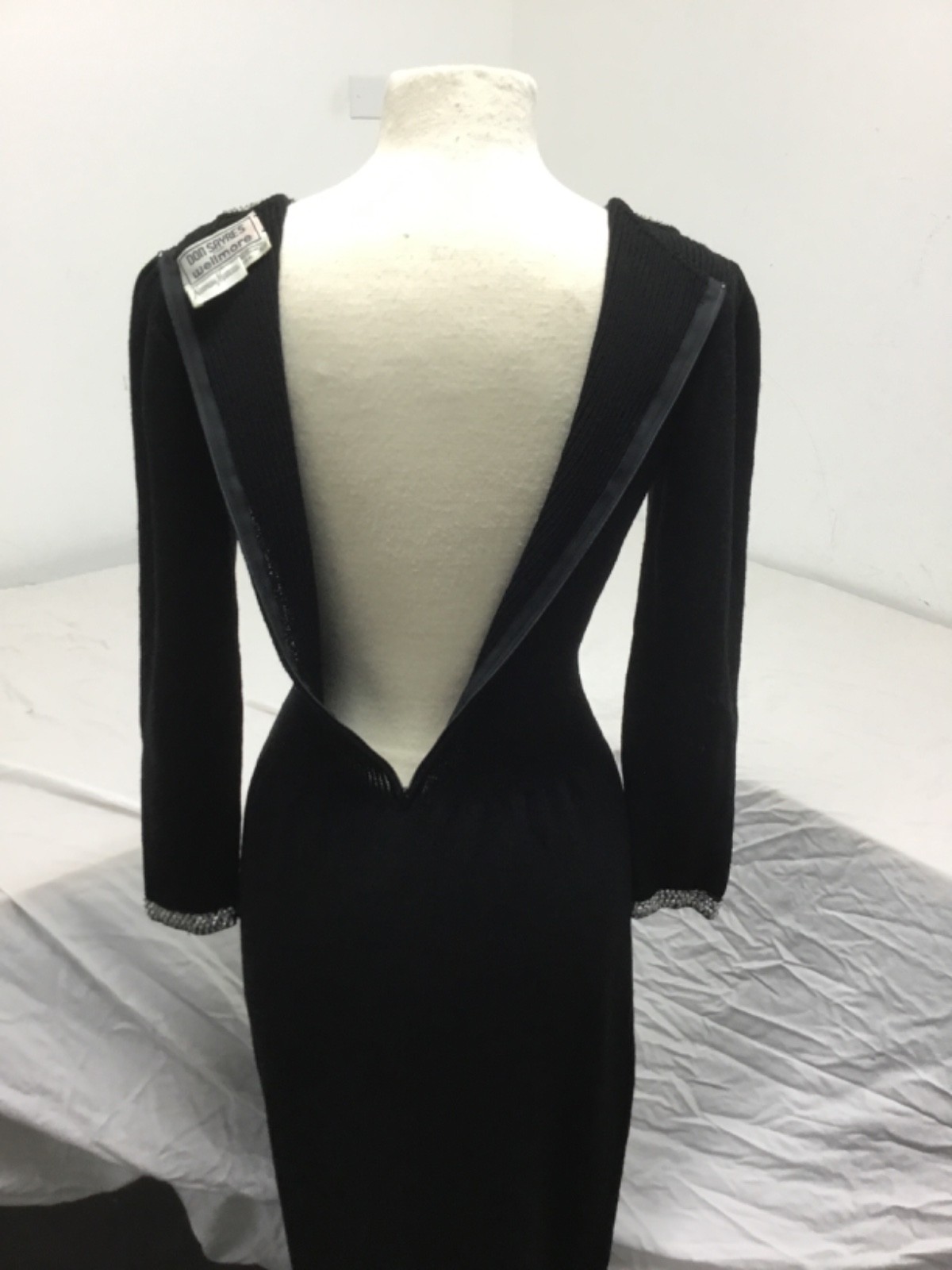 Don Sayres for Wellmore, Black Sweater Dress, Rhinestones, Sz 10, (SR549)