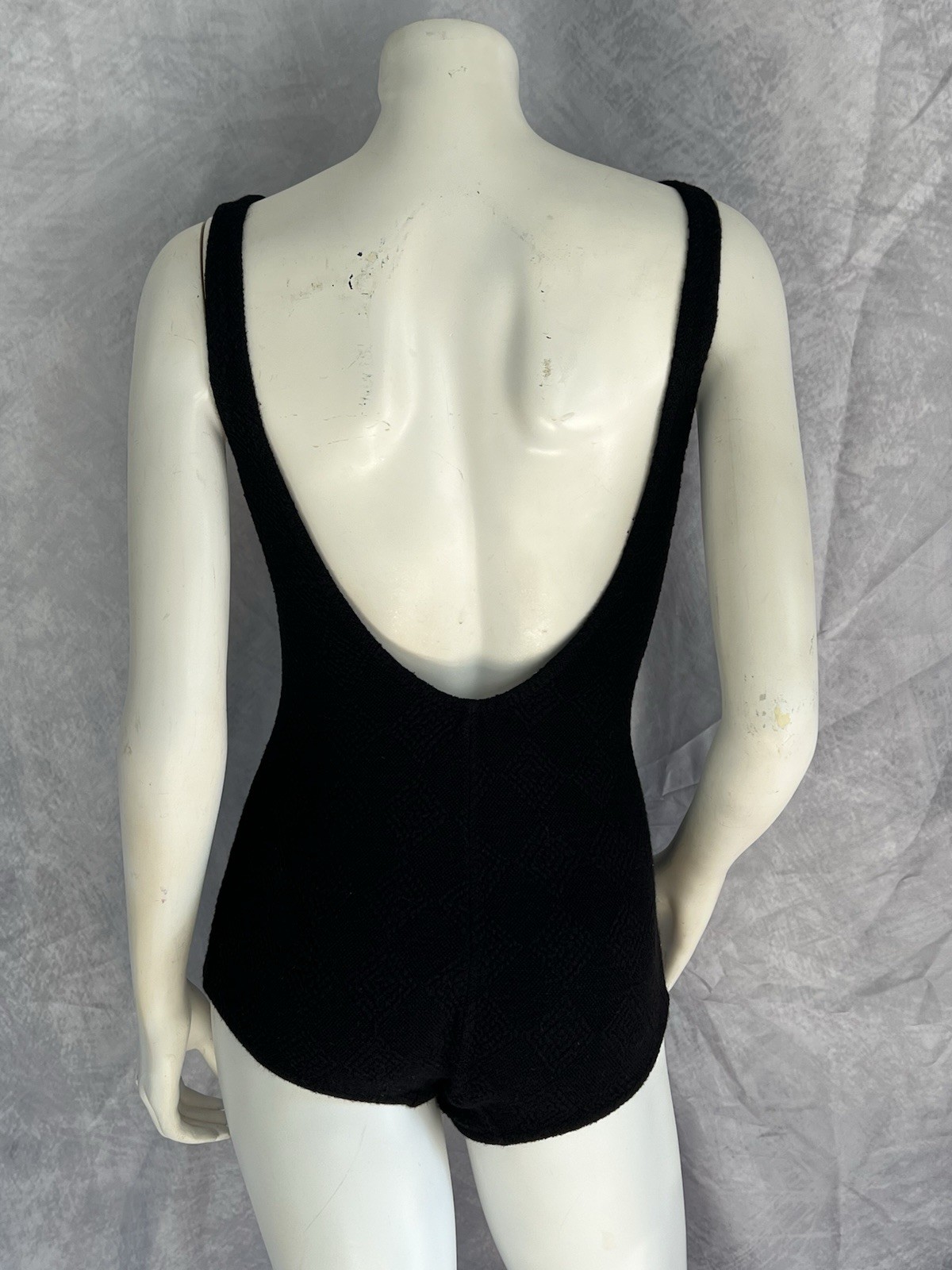 Vintage 1950’s Maineliner Globe Knitwear Black Knit 1 Piece Swimsuit Size Small