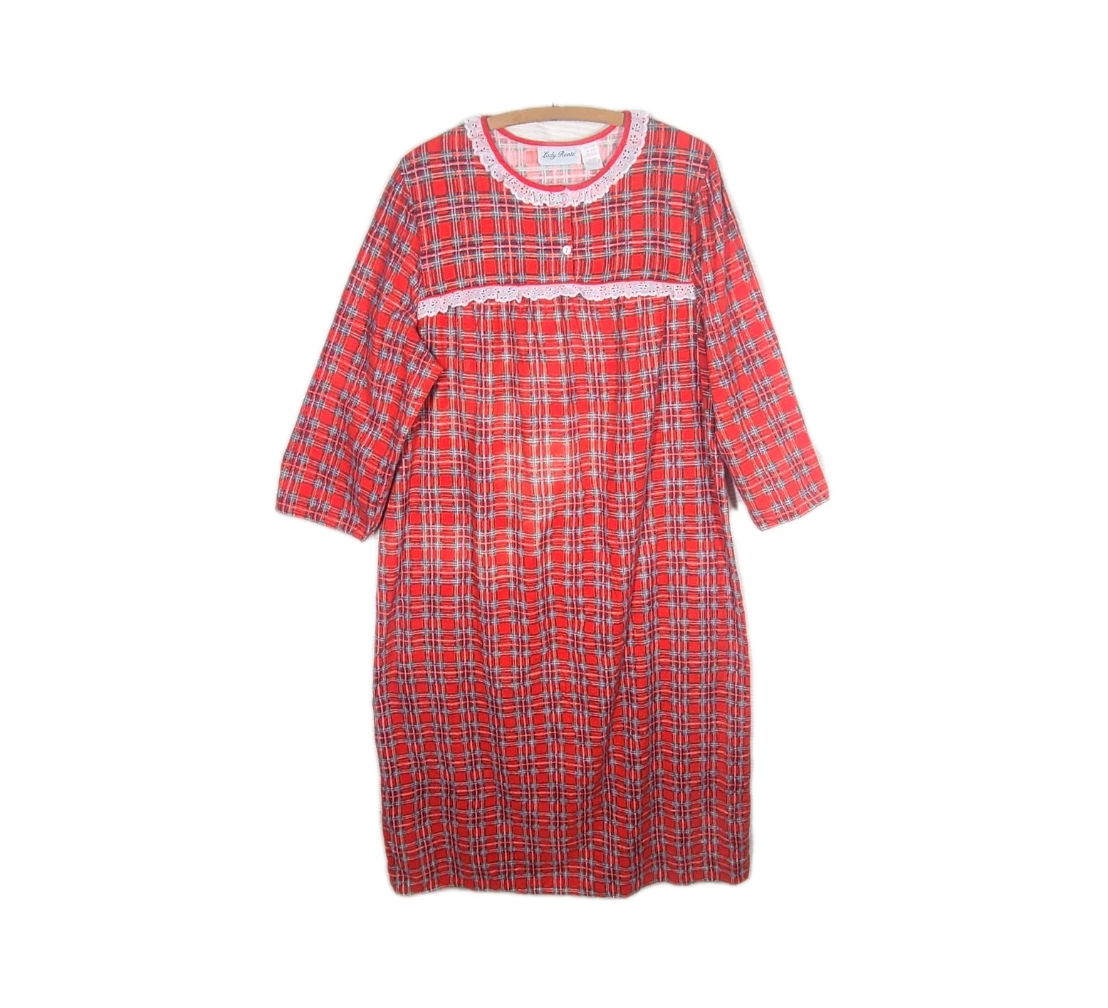 Vtg Womens Flannel Nightgown 100% Cotton Plus Size 3x XxxL Lady Ronte Lanz Style