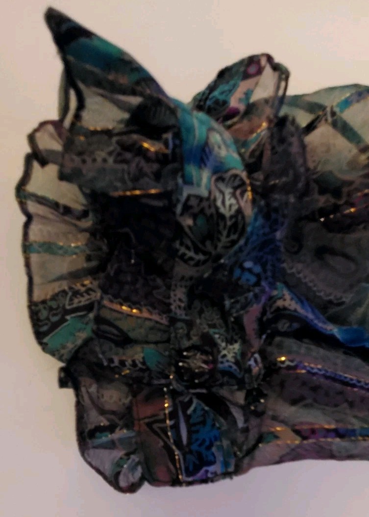Vintage The Silk Farm 100% Silk Sheer Metallic Thread Blouse Elegant Evening 12