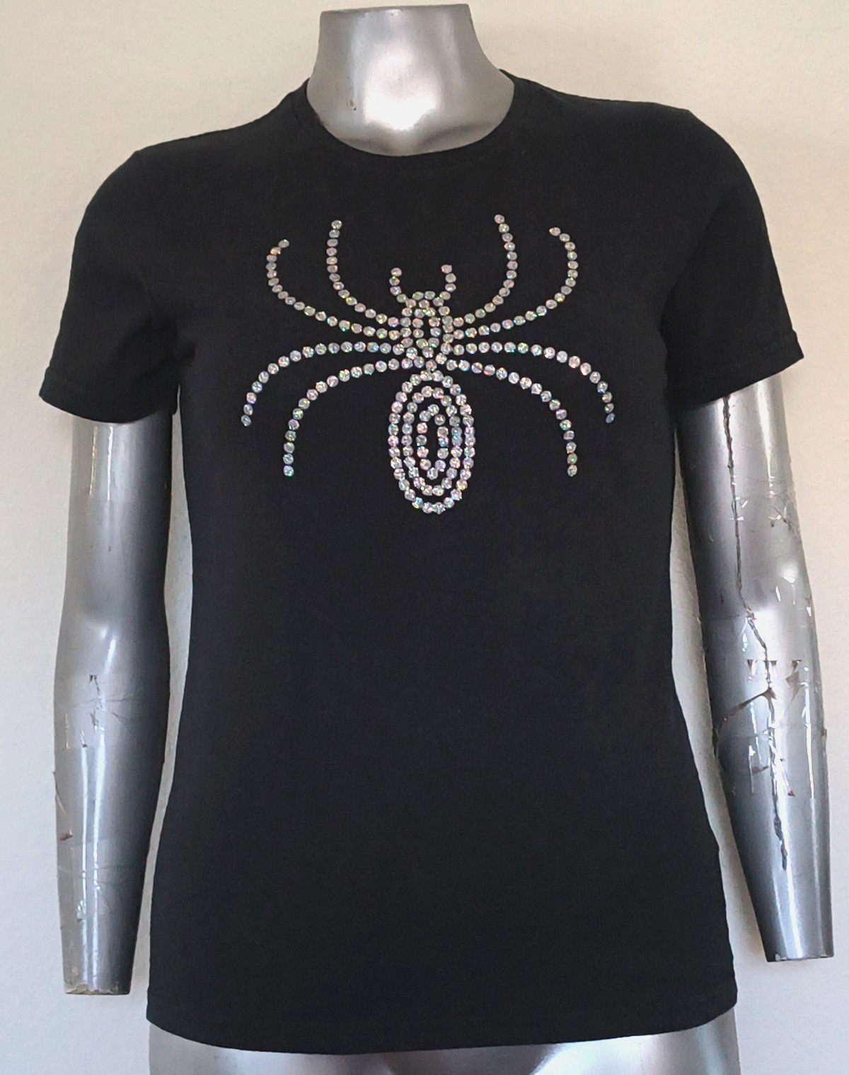 VTG Austin Clothing Co HALLOWEEN SPIDER PRINT TOP Size L NON SHEDDING GLITTER