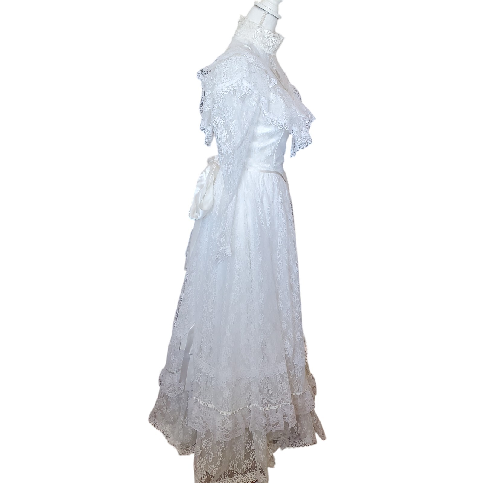 Gunne Sax Victorian White Lace Wedding Gown Cottage Core Size 2 4 Edwardian