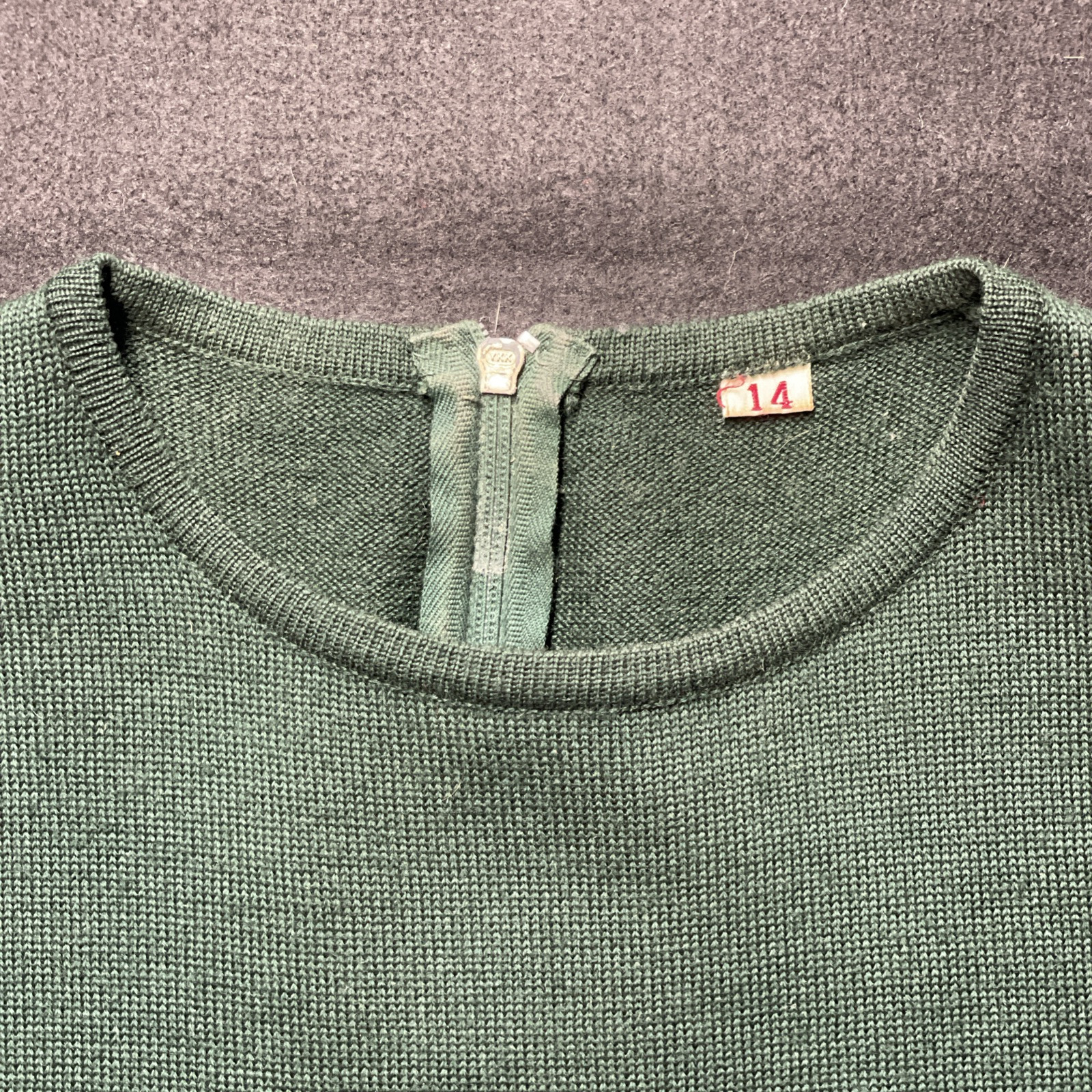 Vintage 60s Wool Sleeveless Vest Shirt Top Green Preppy Secretary Geek Sz 14 VTG
