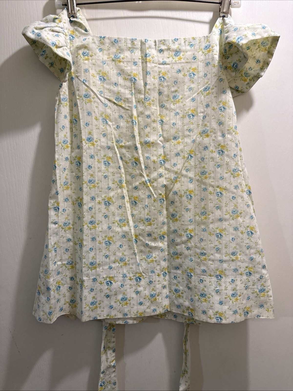 Vtg 70s Smock Shirt Dress Floral Cottagecore Country Fairy Hippy