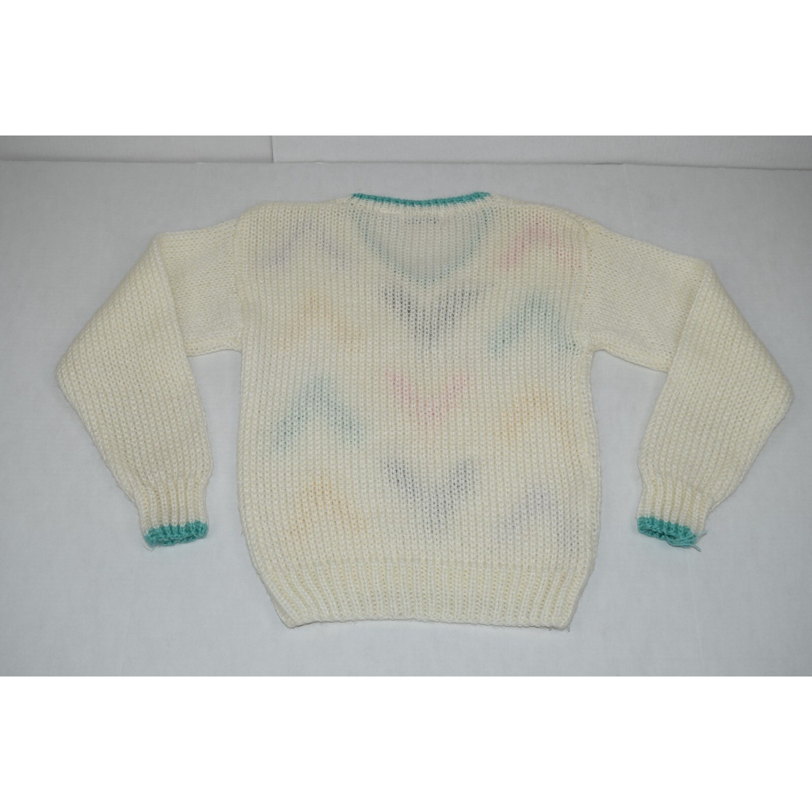 Vintage Sweater McGregor Size S/M 70s 80s White Knit Pastel Chevrons Pattern