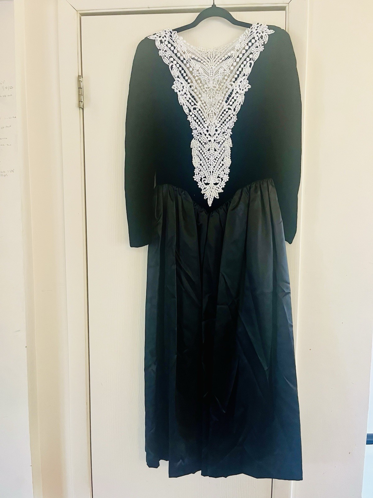 VTG 70s 80s Victorian Prairie Revival Romantic Goth Dark Academia Taffeta Dress