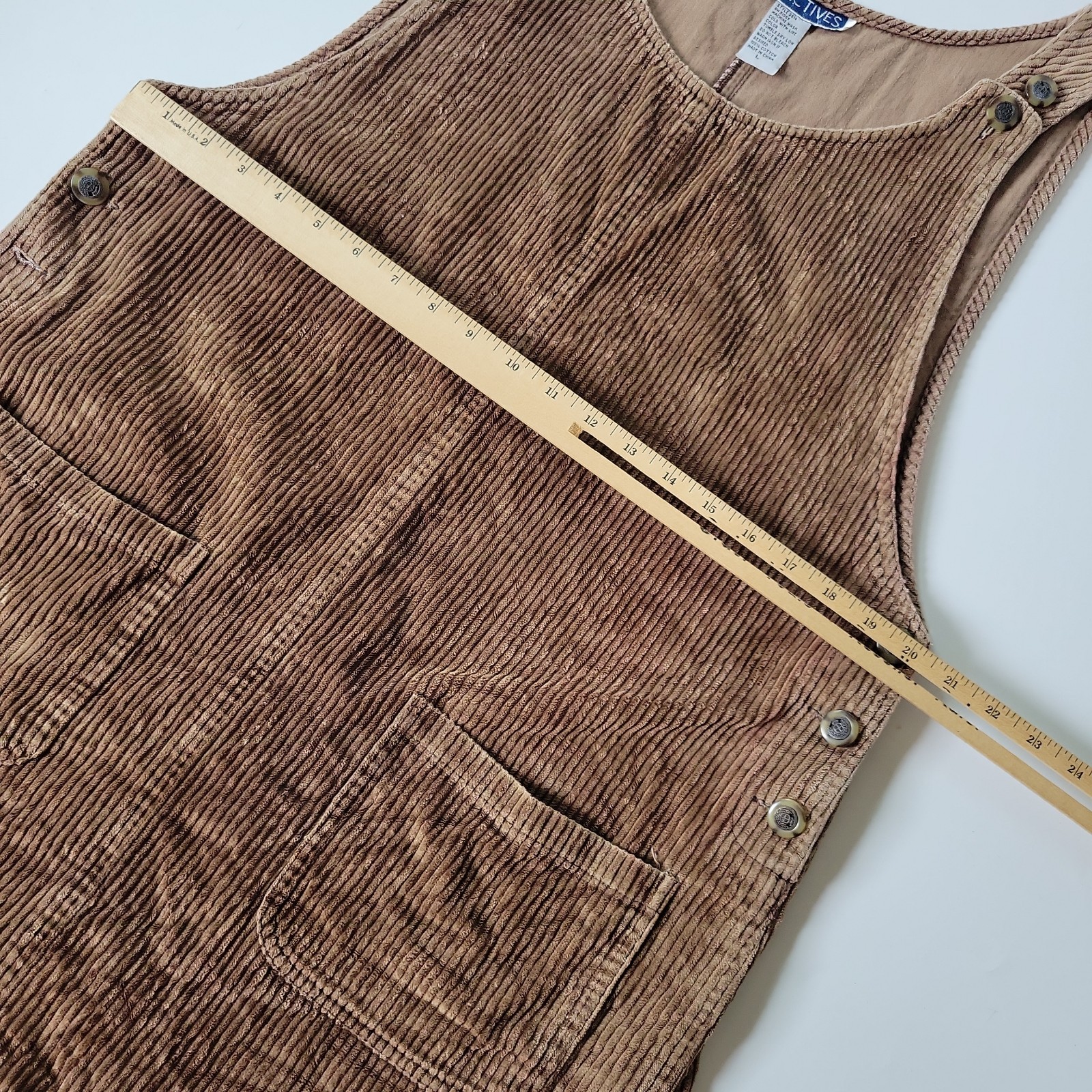 Vintage Directives Corduroy Pinafore Apron Dress Large Chocolate Brown Academia