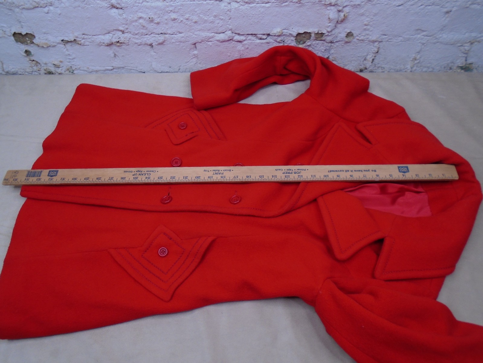 Vintage 80s Betty Rose Red Wool Peacoat Size Small Golden Buttons Double