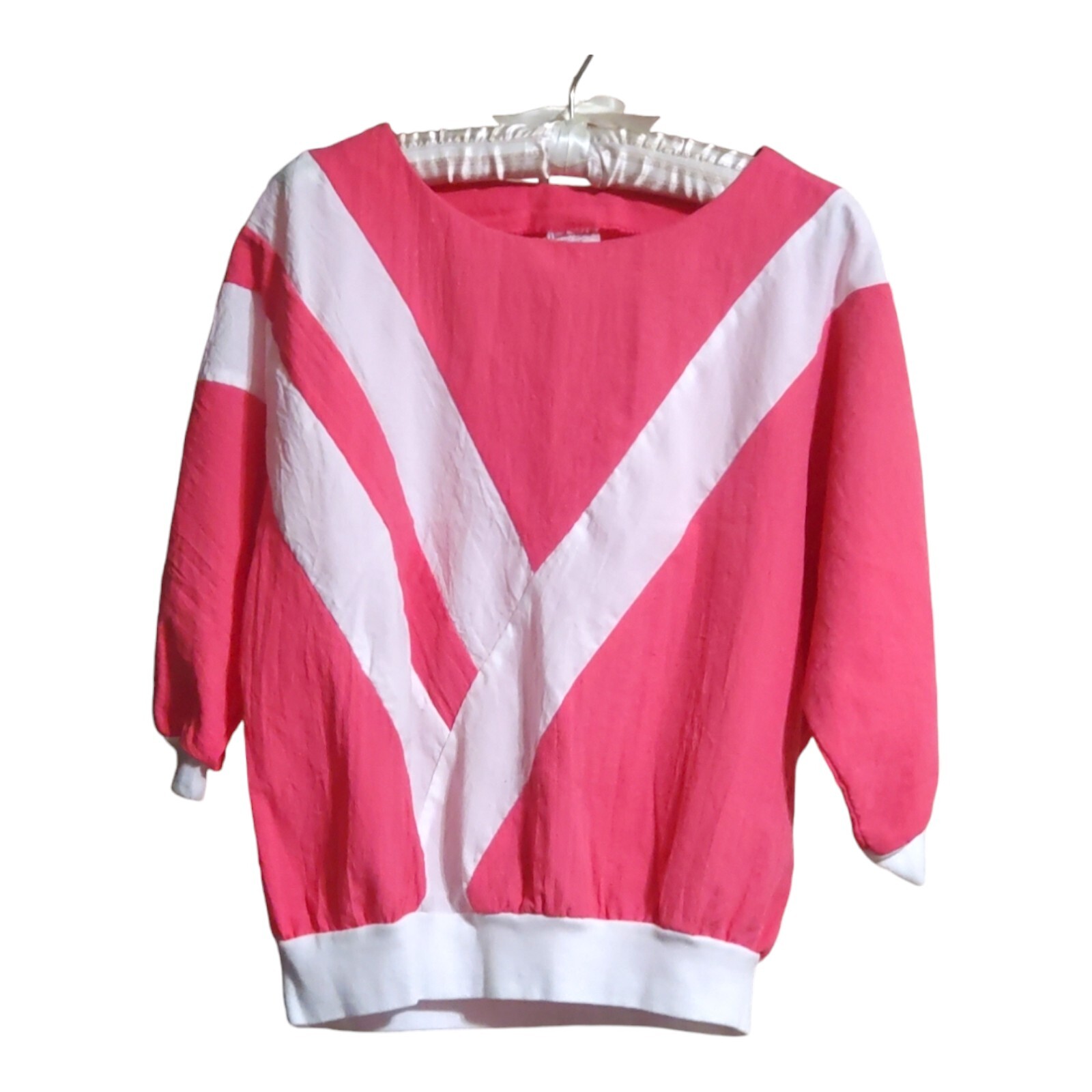 Vtg Picket And Post Shirt Pink Blouse Large Windbreaker Material Geo Color Block