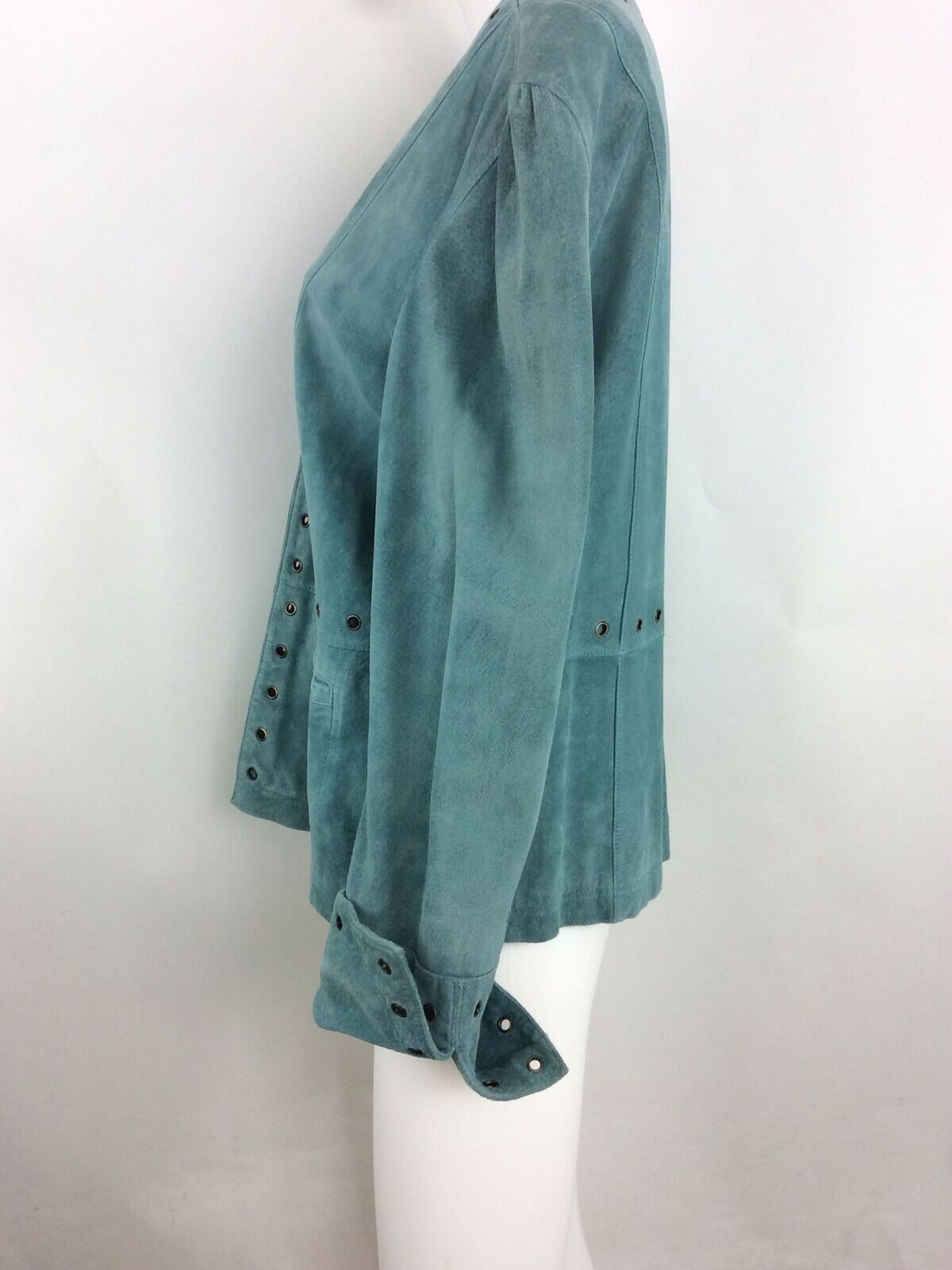 Sharon Young Vintage Women Leather Jacket Blue Large (42)
