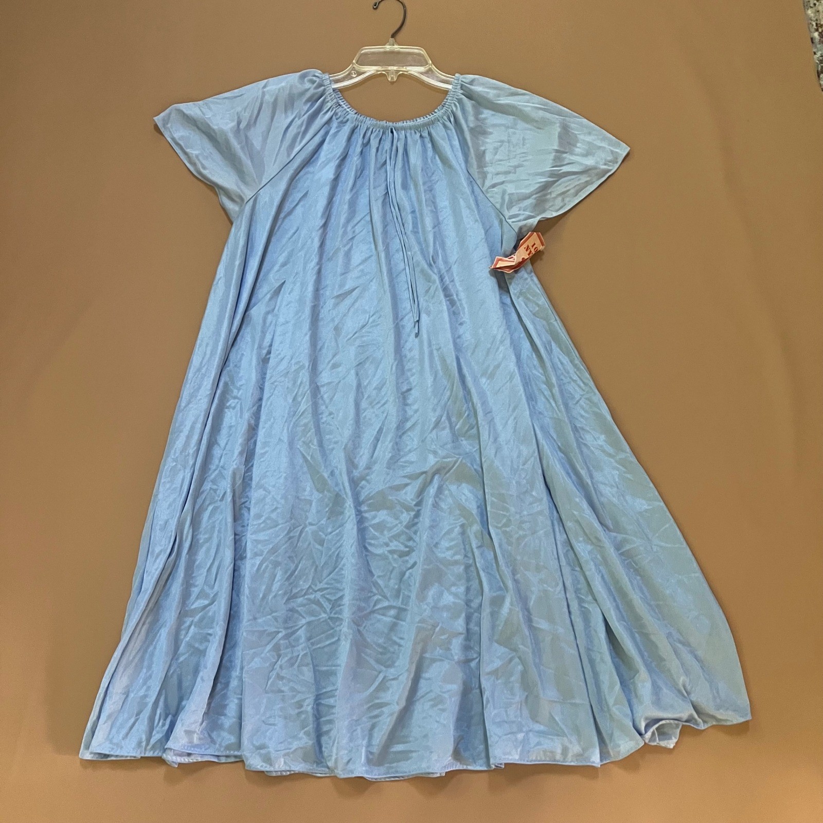 Vintage New Nightgown Blue One Size Fits All Nylon Short Sleeve Dress