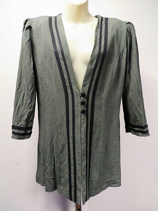 Vintage 1990s USA Michael Blake Blazer Suit Jacket Top Padded Shoulders Low Cut