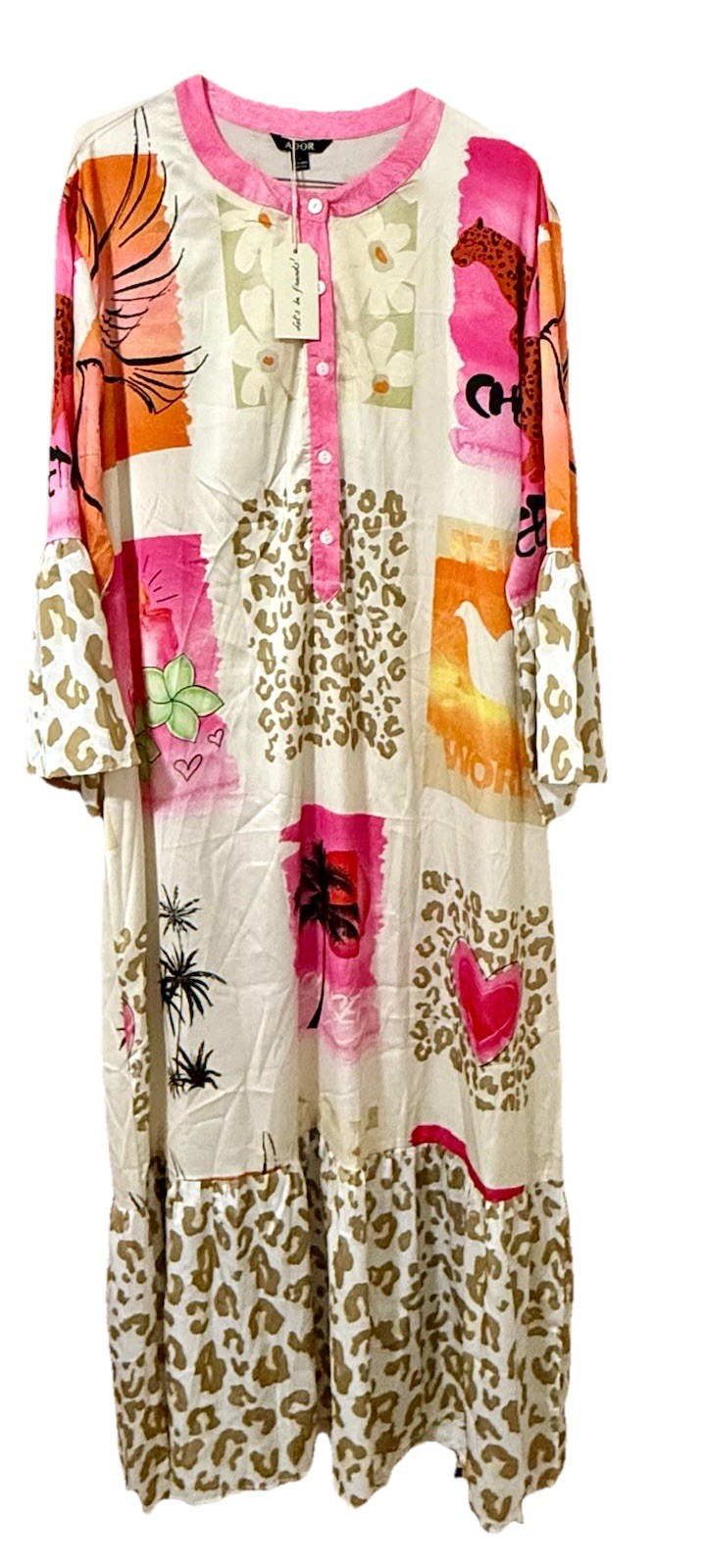 Ariel California Designer Floral Satin Kaftan Maxi Robe Gown New