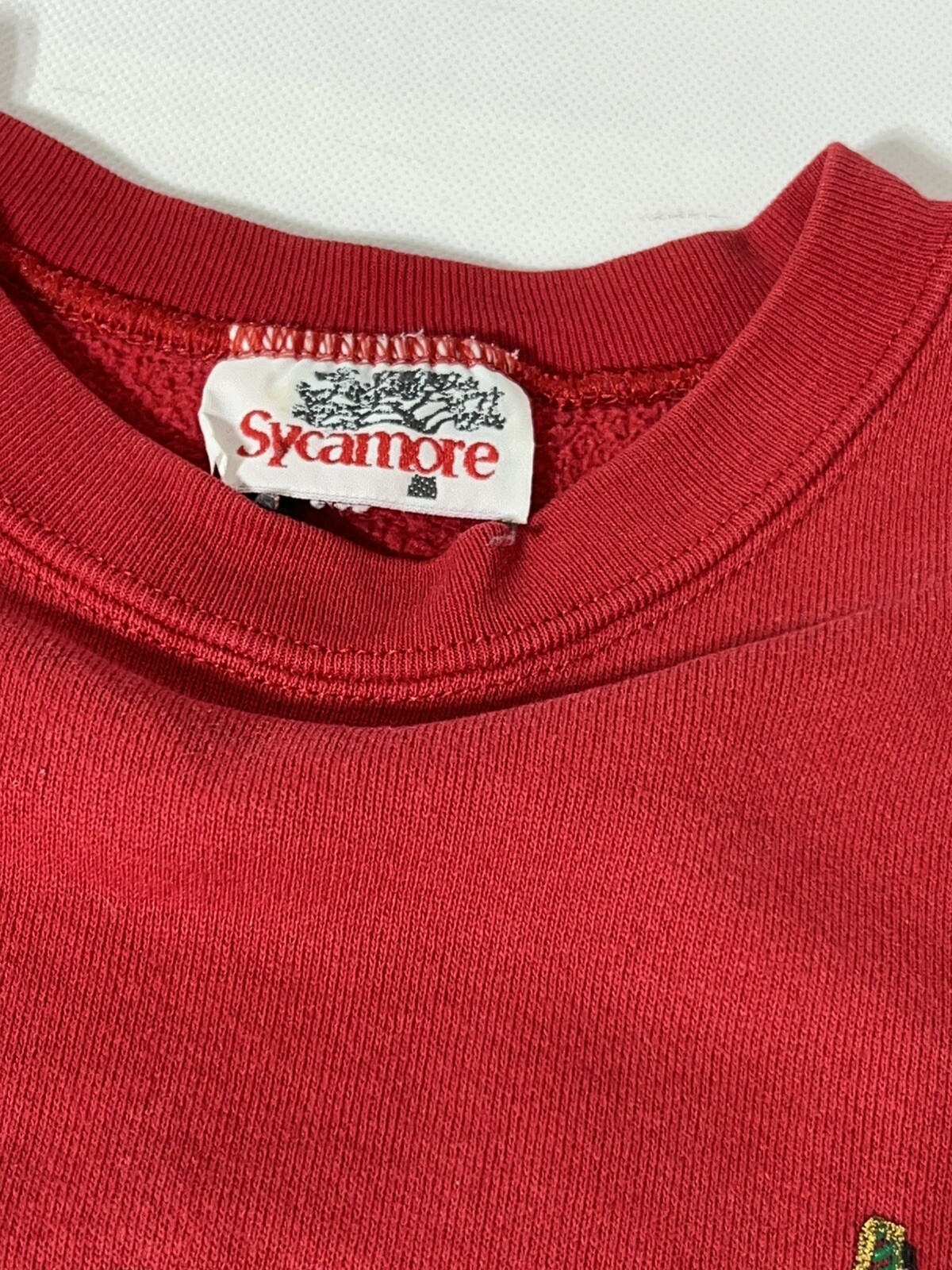 Vintage Christmas Pullover Sycamore Puffy paint Red Glitter Dogmom No Size Tag