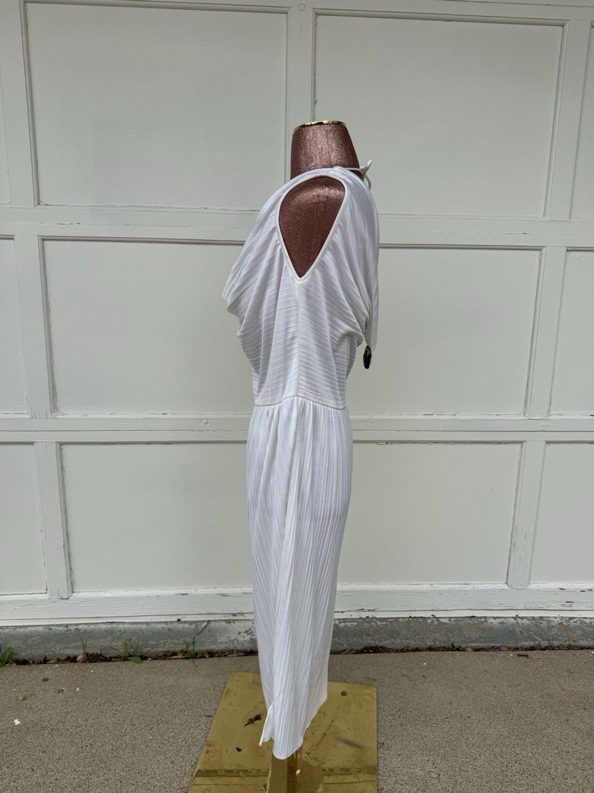 VTG Climax David Howard Dress Pleated White Marilyn Monroe LWD Grecian Goddess