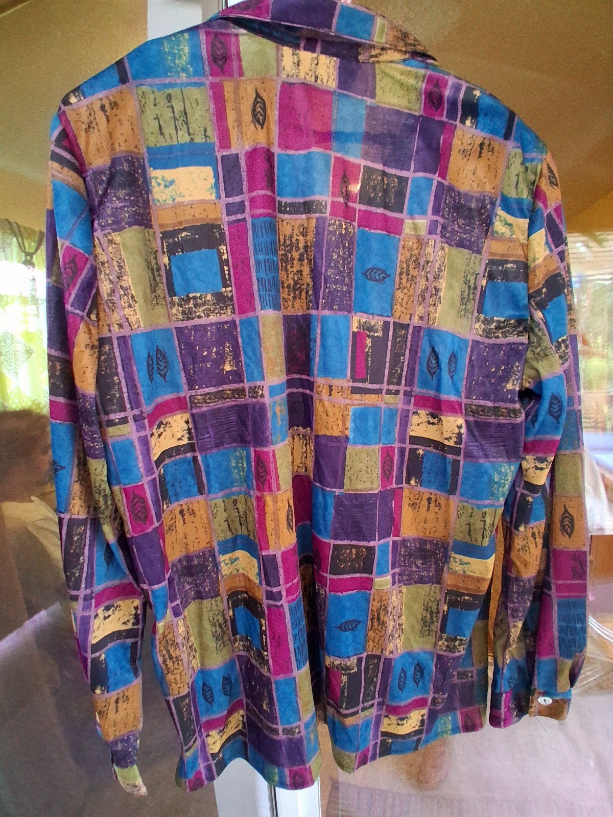 Funky 70s 80s Geeky Button Up Blouse Multicolor Size Large