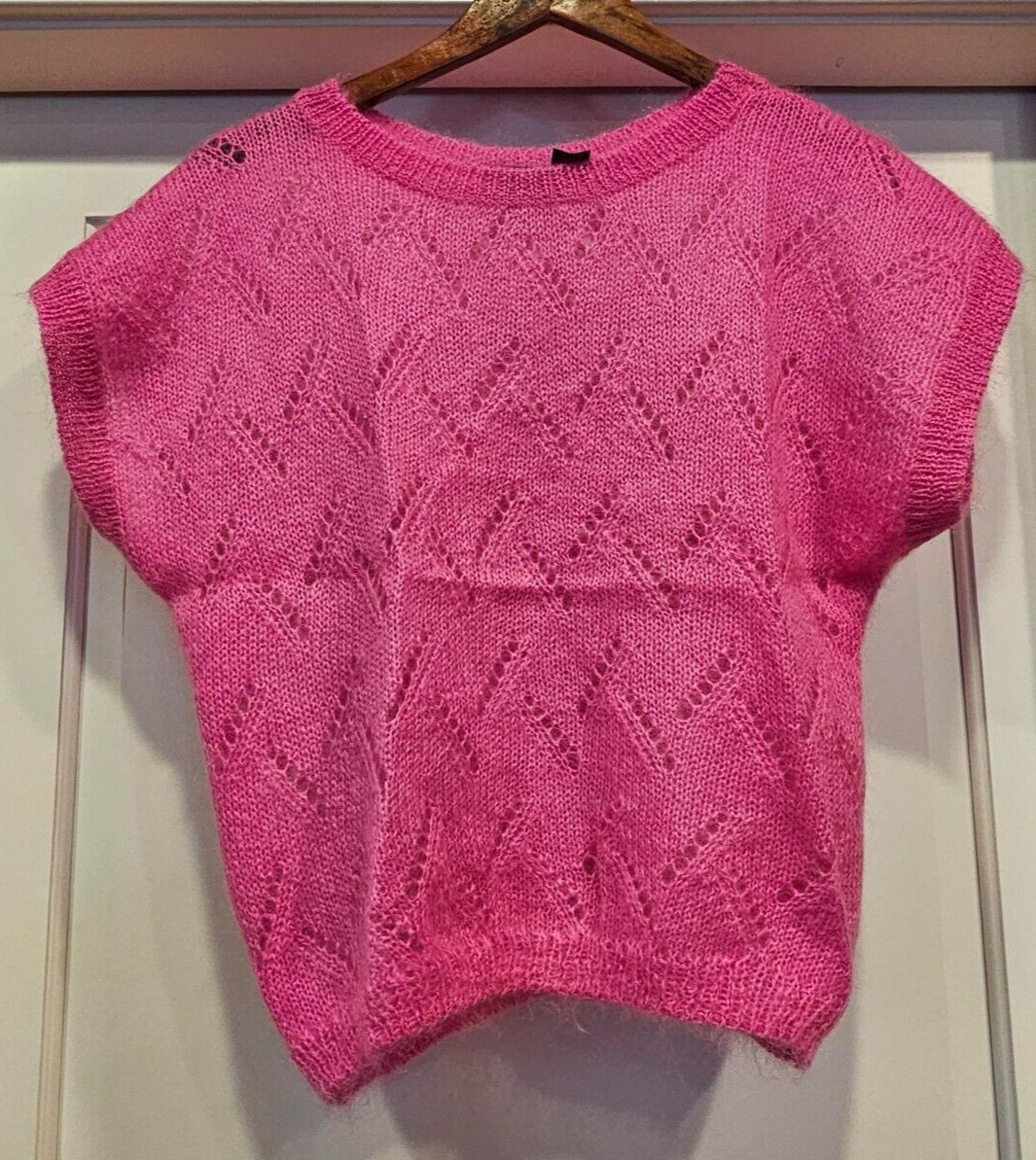 Renee Tener Jeanne Pierre Sweater Shirt 1980s 90s Mohair Hot Pink LG Free S&H