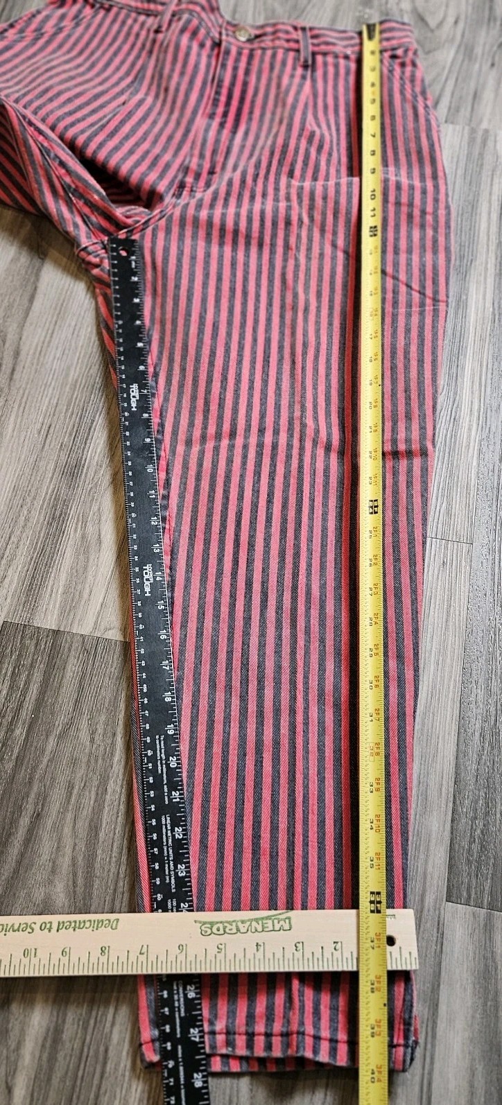 NOS 80s/90s Lee Red&Black Hickory Railroad Striped Women’s Jeans 32×27.5 VTG