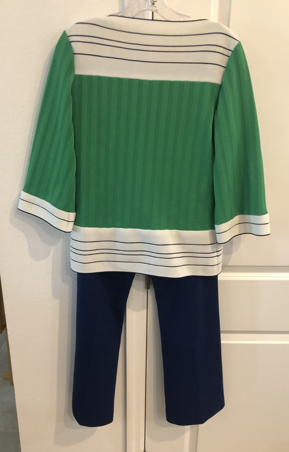 VERY COOL WOMENS VINTAGE BODIN KNITS OUTFIT 1960’S HIPPIE GREEN BLUE SIZE 14 WOW