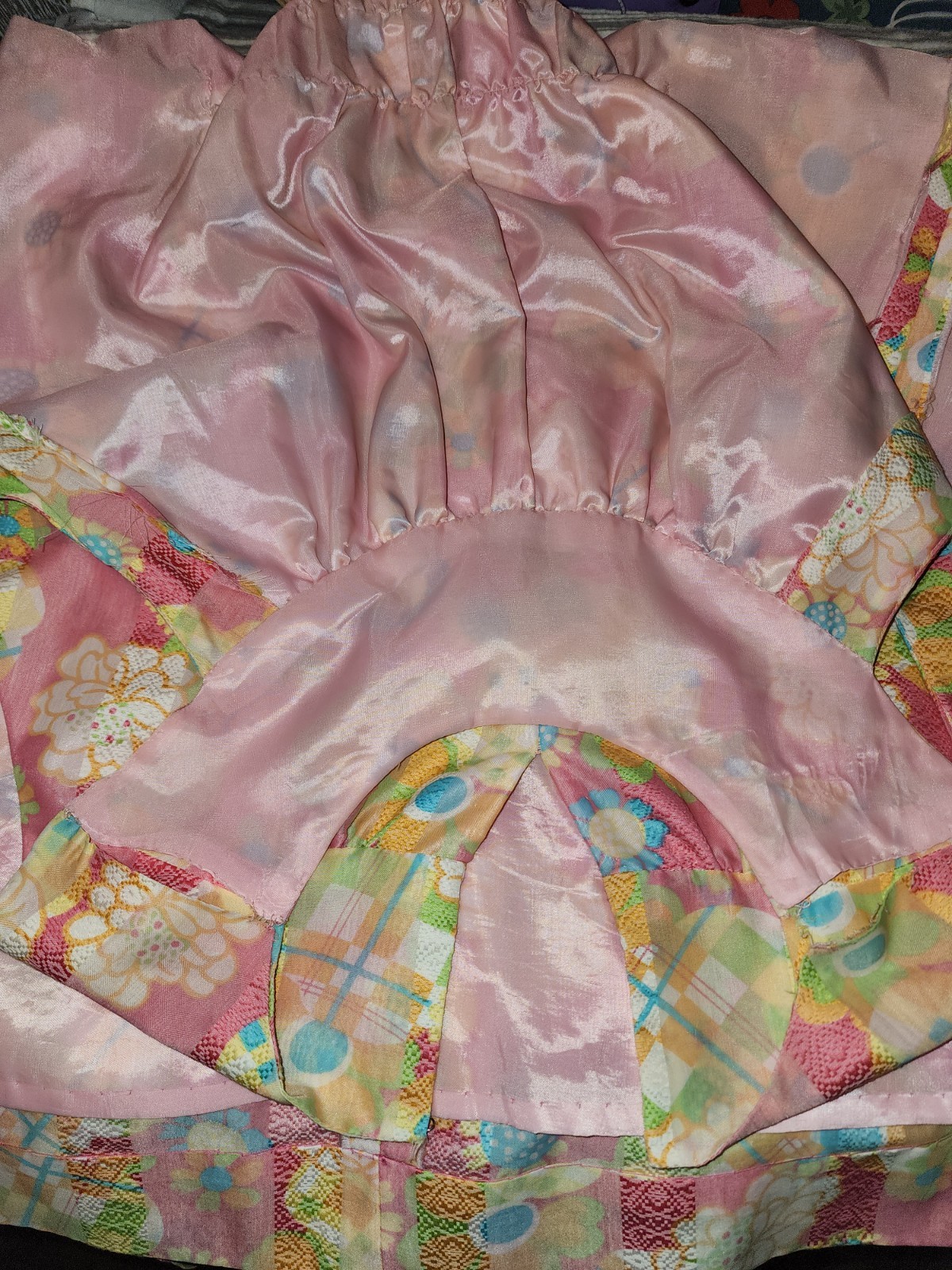 Vtg 1960’s Handmade Bright Groovy Color Floral Dress Pink Floral Flowered Hippie