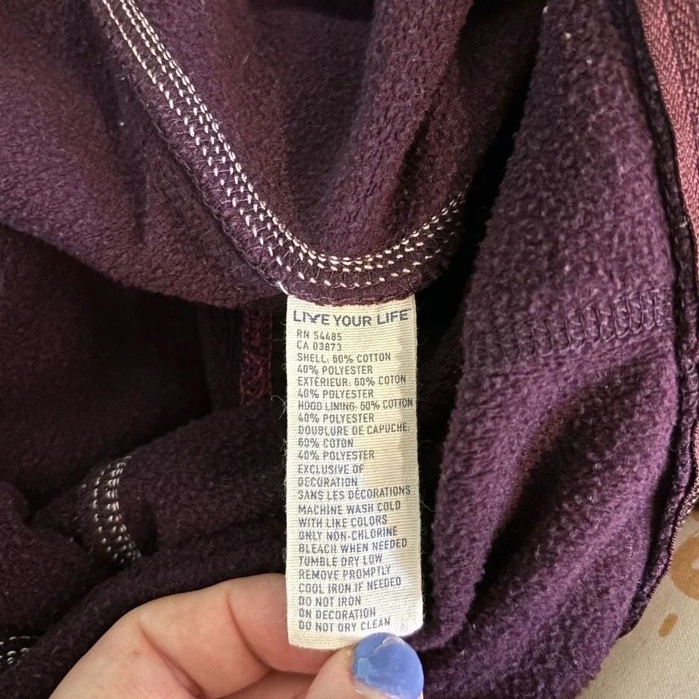 Vintage Y2K American Womens Eagle Plum Word Graphics Full Zip Hoodie Size XS