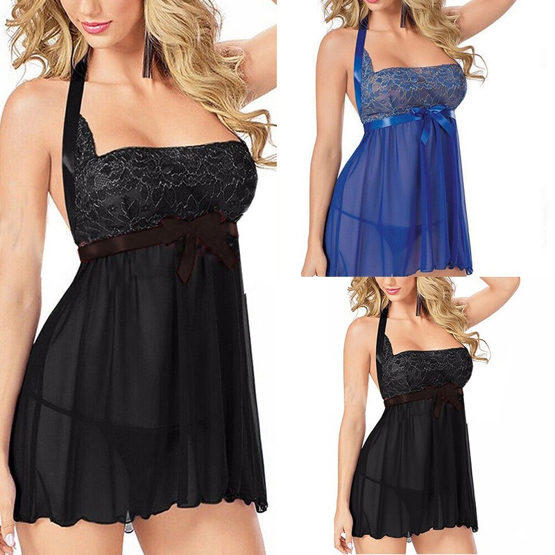 Women Sexy-Lingerie Dress Nightwear Underwear Babydoll Sleepwear G-string Set ⇖
