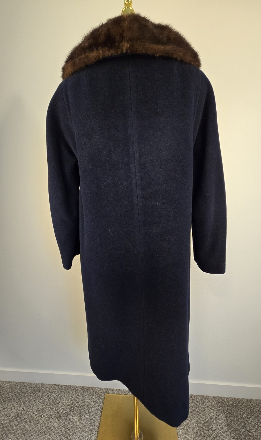 Vintage SHAGMOOR Coat Fur Collar Blue Brown Union Made Womens Retro 50’s 60’s