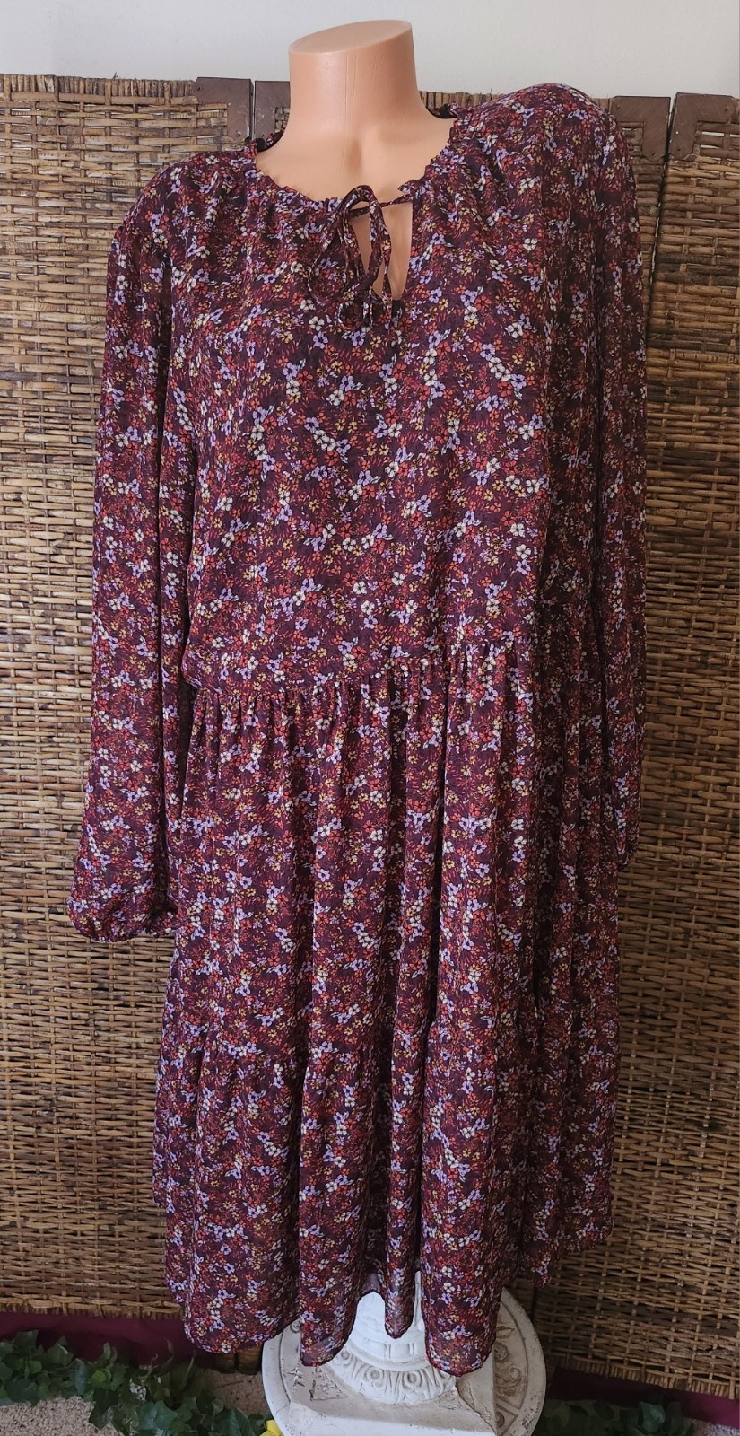 Lane Bryant Cottage Core Floral Comfort Sheer Shift Dress Plus Sz 22/24 2XL