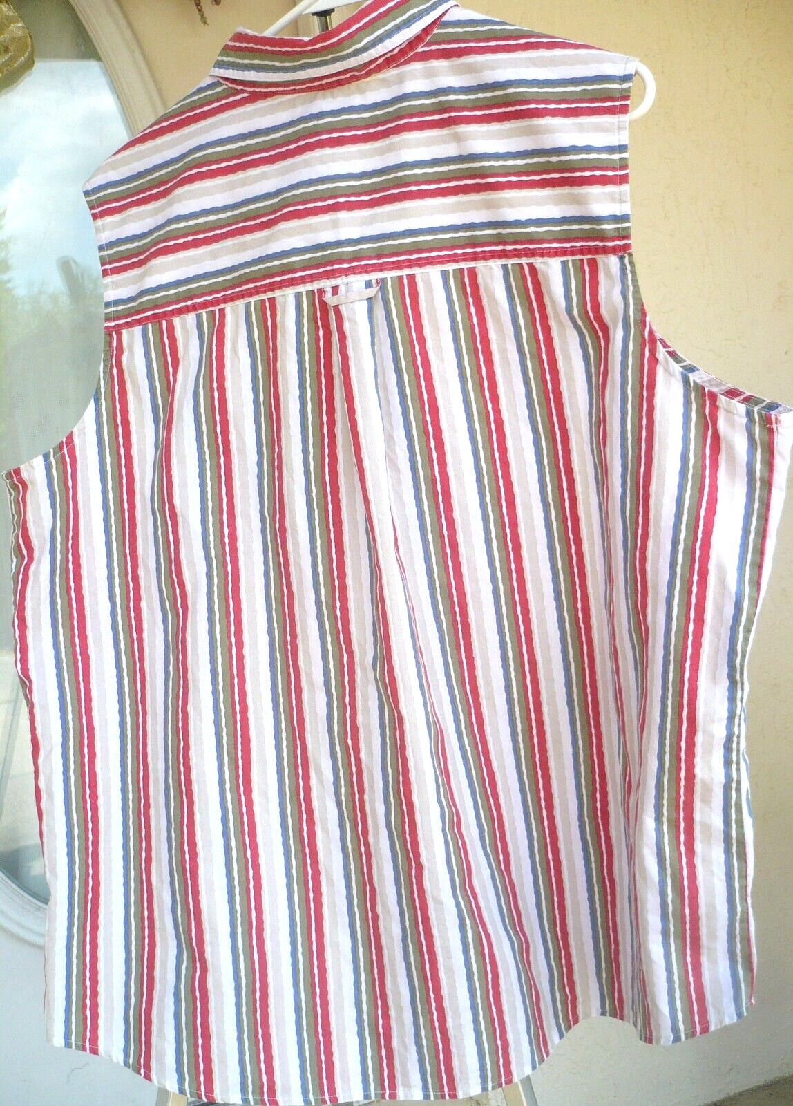 VTG CLASSIC ELEMENTS X 1X XL CRISP COTTON SLEEVELESS STRIPED BUTTON SHIRT BLOUSE