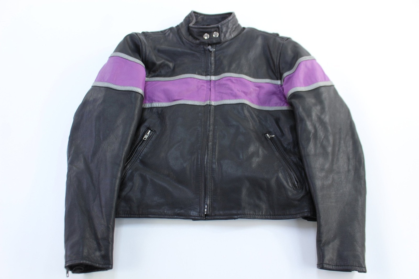 Women’s Vintage Unik Black & Purple Leather Jacket